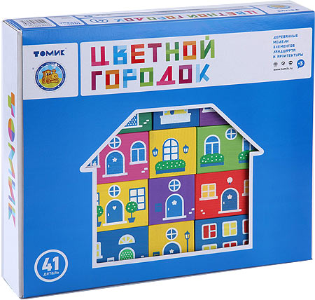 Конструктор цветной городок 41 деталей /28166/Томик Конструктор цветной городок 41 деталей /28166/Томик